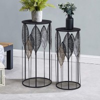 Indoor Outdoor Decorative Floor Set Of 2 Metal Plant Stand Rack Flower Pot Stand Rack for Yard Garden Patio Balcony