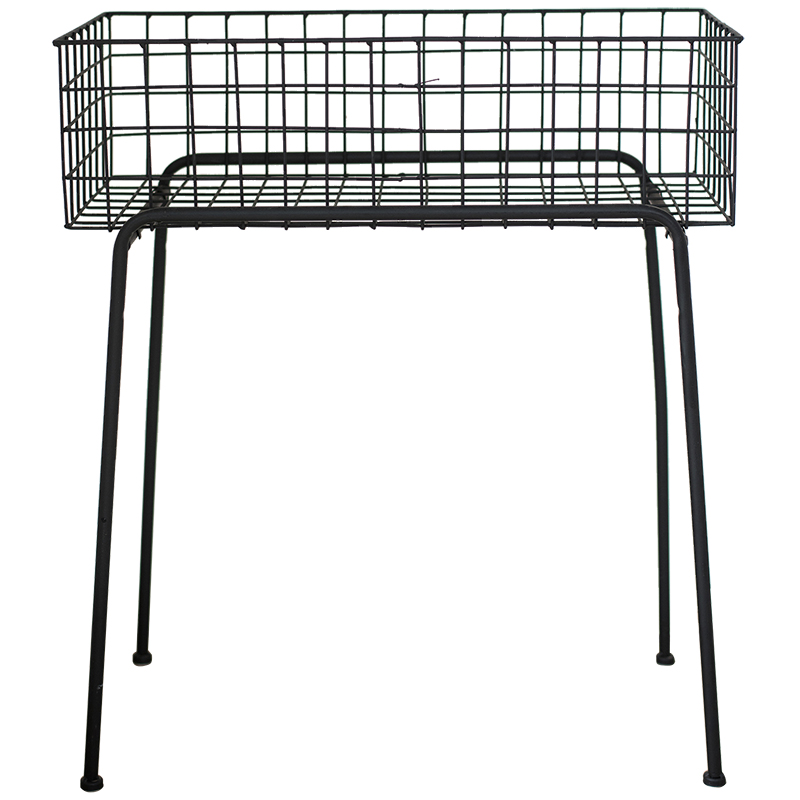 Garden outdoor indoor modern floor 2 tiers rectangular metal wire mesh plant stand display